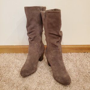Slouchy Taupe Heeled Boots